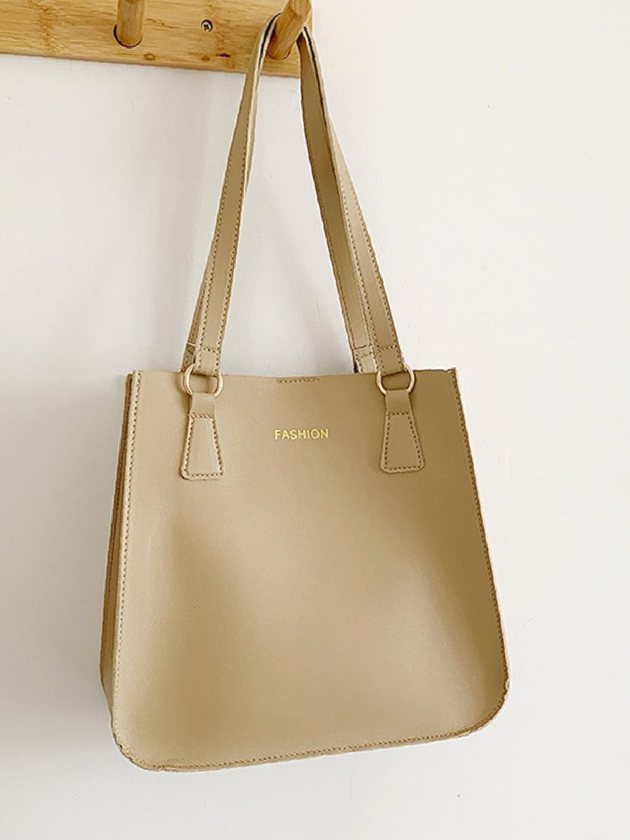 Maxct - Letter Graphic Shoulder Tote Bag with Inner Pouch  - Women Tote Bags