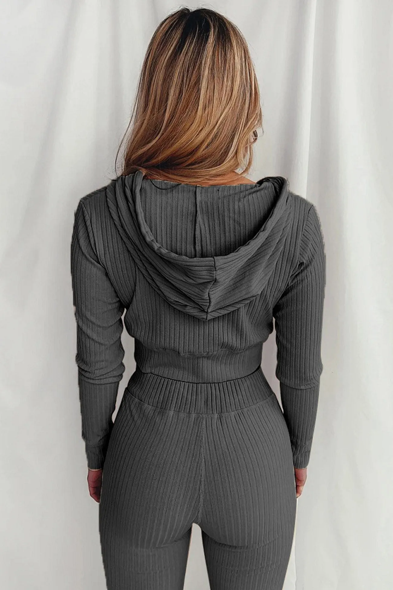 Maxct Ribbed Knit Hoodie Long Pants Suits