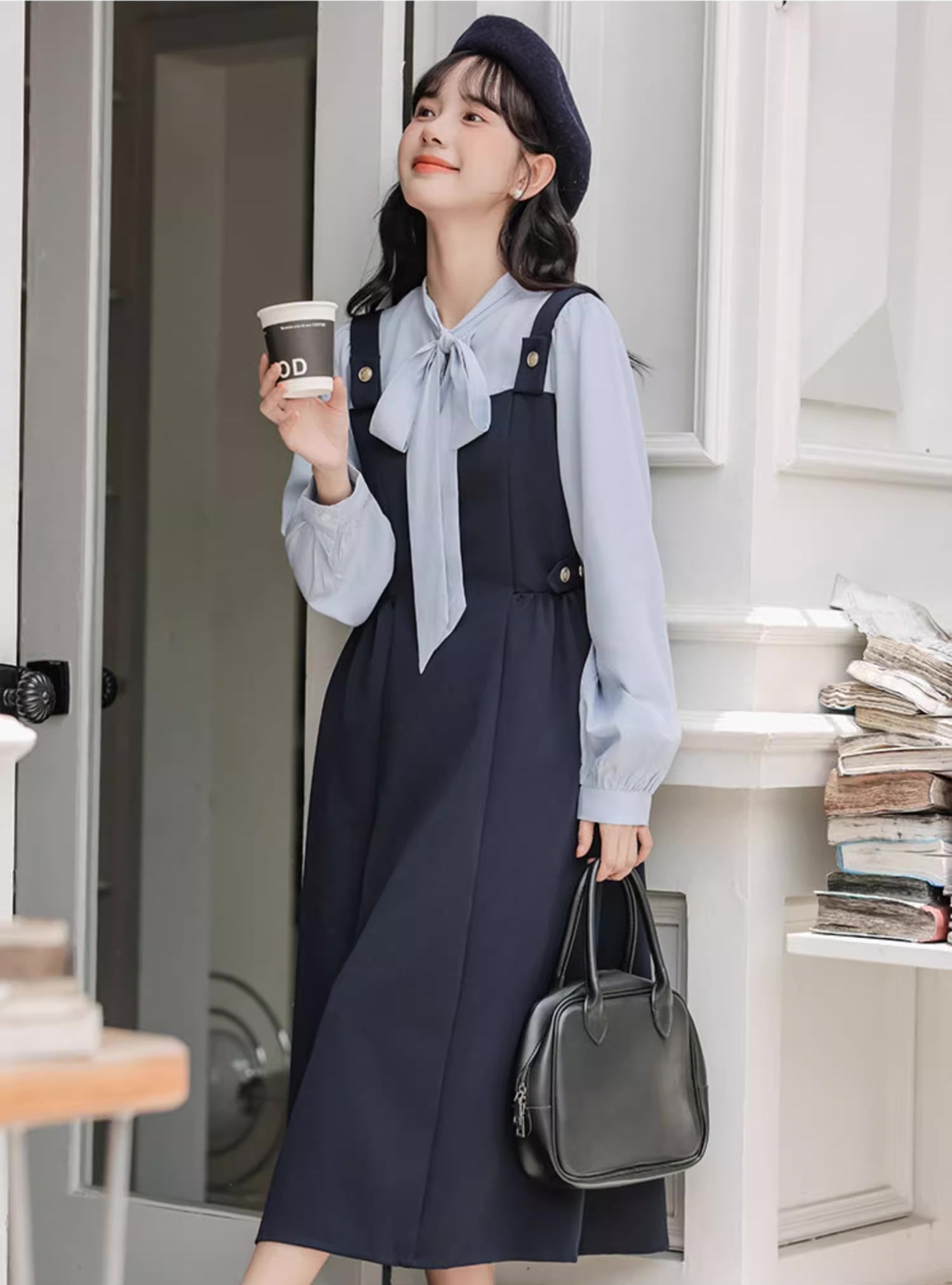 Tie Neck Twofer Midi Dress Maxct
