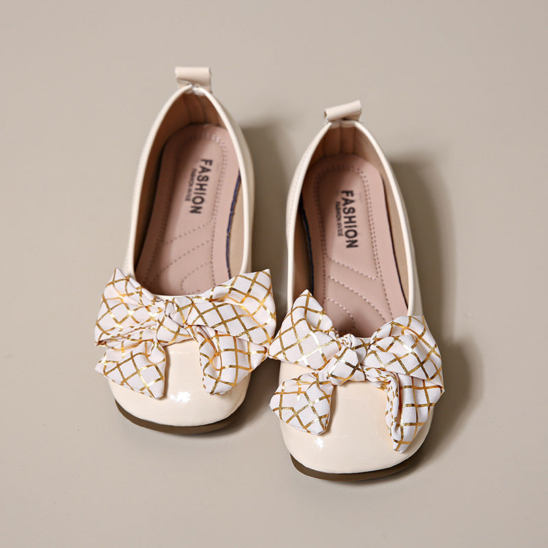Bow-Tied Mary Jane Small Leather Shoes Maxct