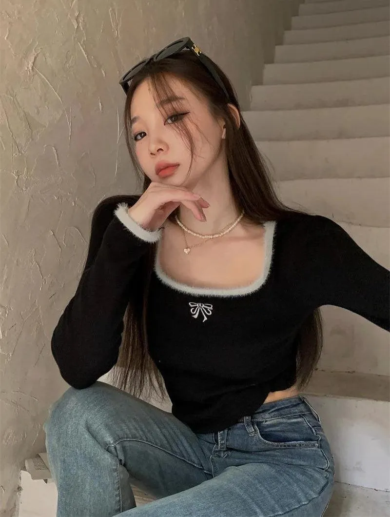 Maxct &Coquette Bow Fluffy Neck Top