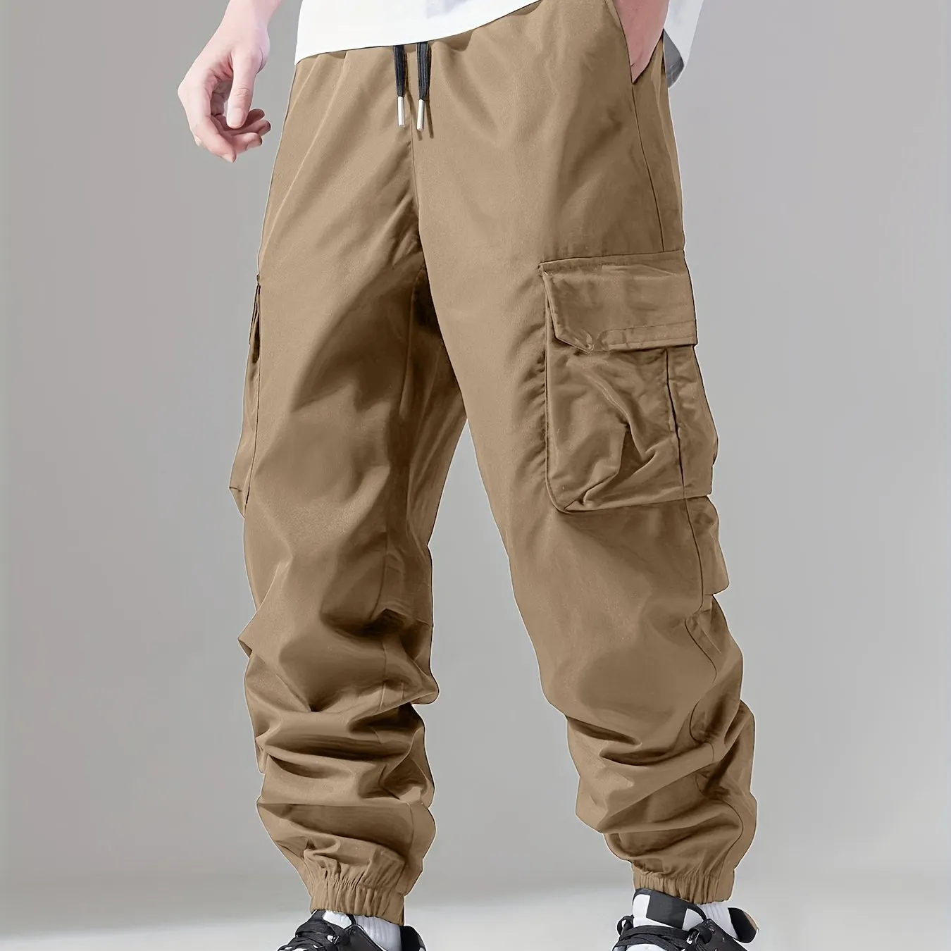 Maxct  Casual Loose Fit Multi-pocket Drawstring Cargo Pants, Men's Joggers For Spring And Fall Outdoor