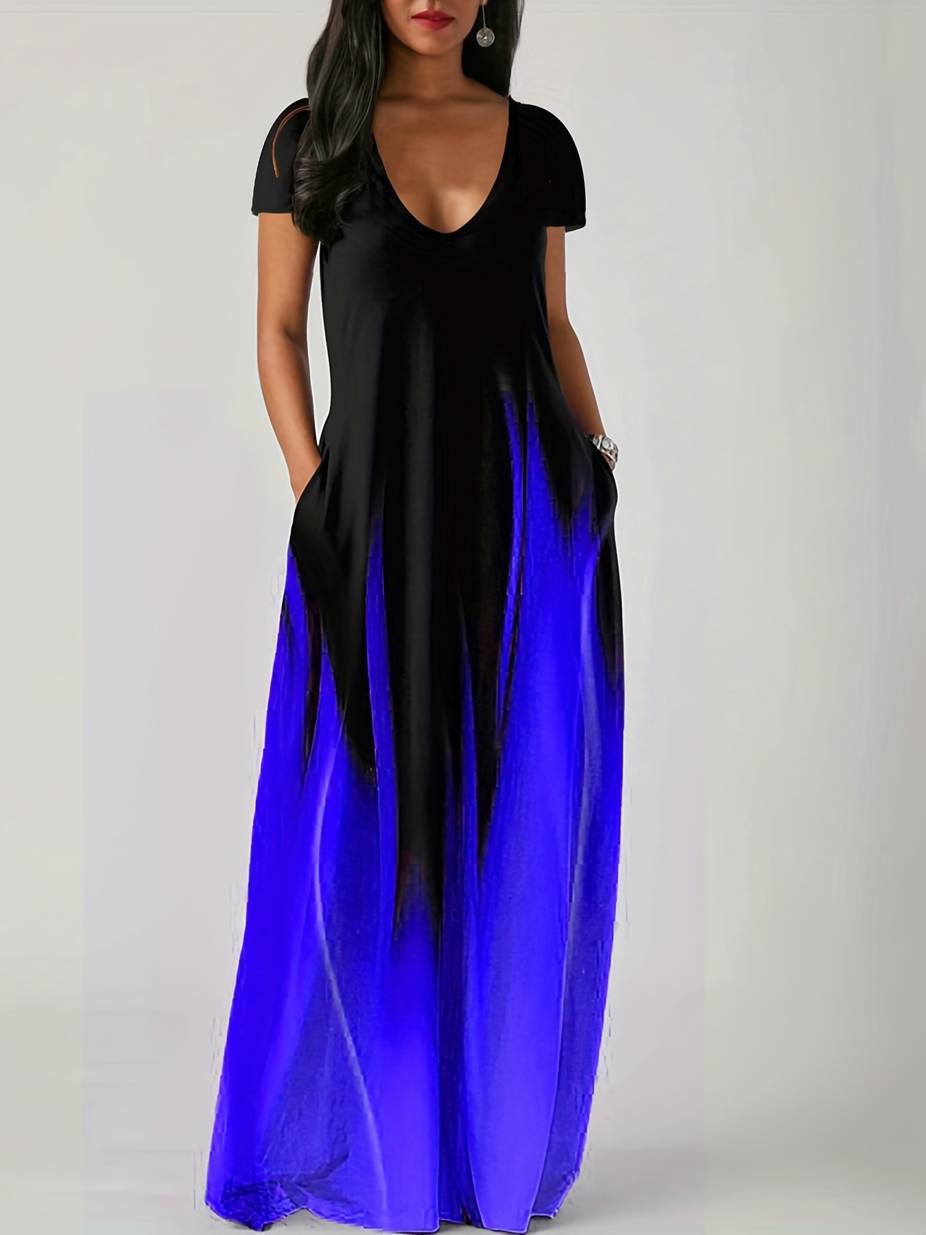 Maxct Maxct Summer Loose Print Casual Sexy Women's Dress Long Skirt Pocket Long Style Even