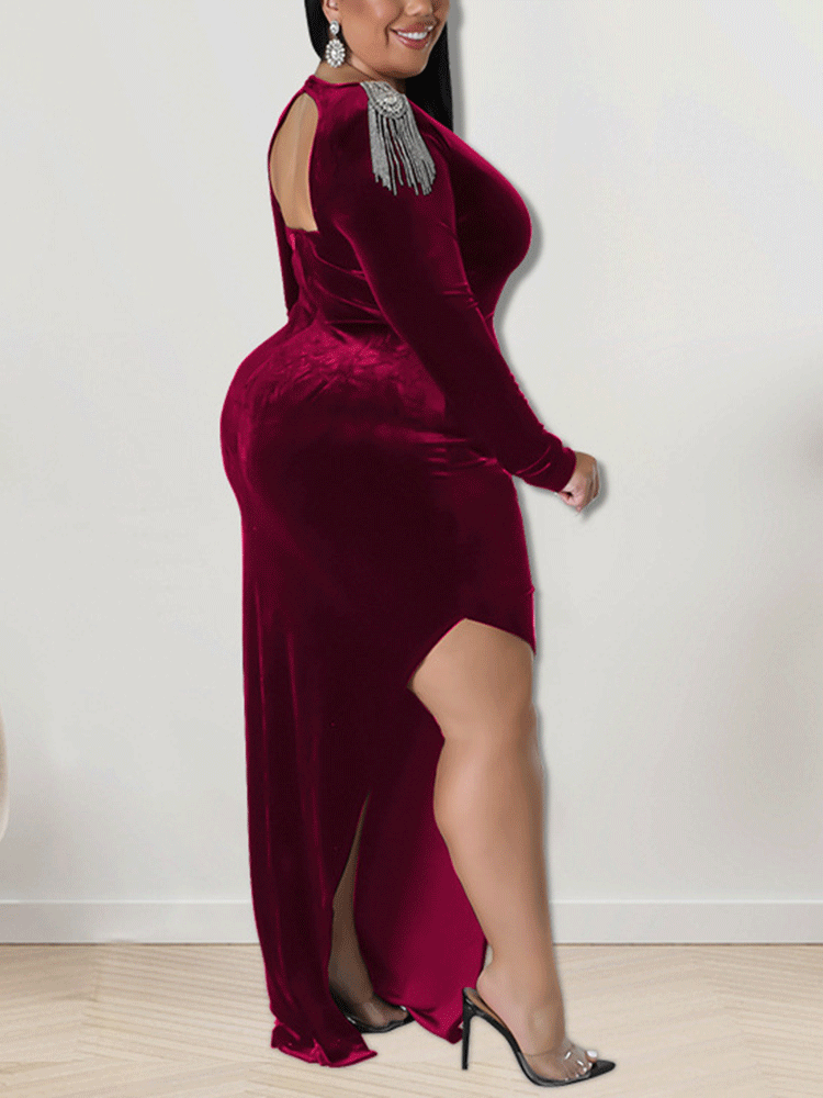 Velvet Slit Midi Dress Maxct