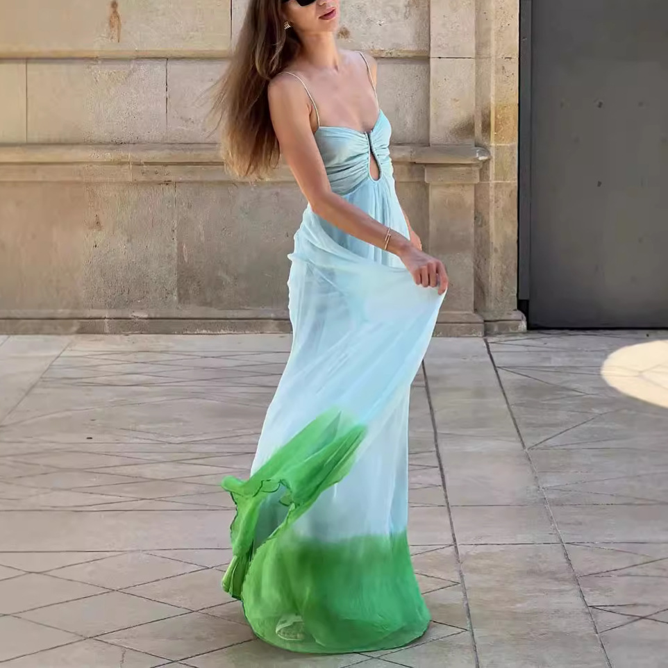 Maxct olivia rodrigo costume Sexy Women's New Sexy Low-Cut Sling Hollow Contrast Color Dress