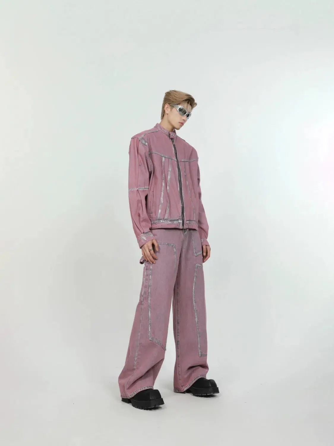 Maxct Pink Denim Jacket & Straight-leg Jeans