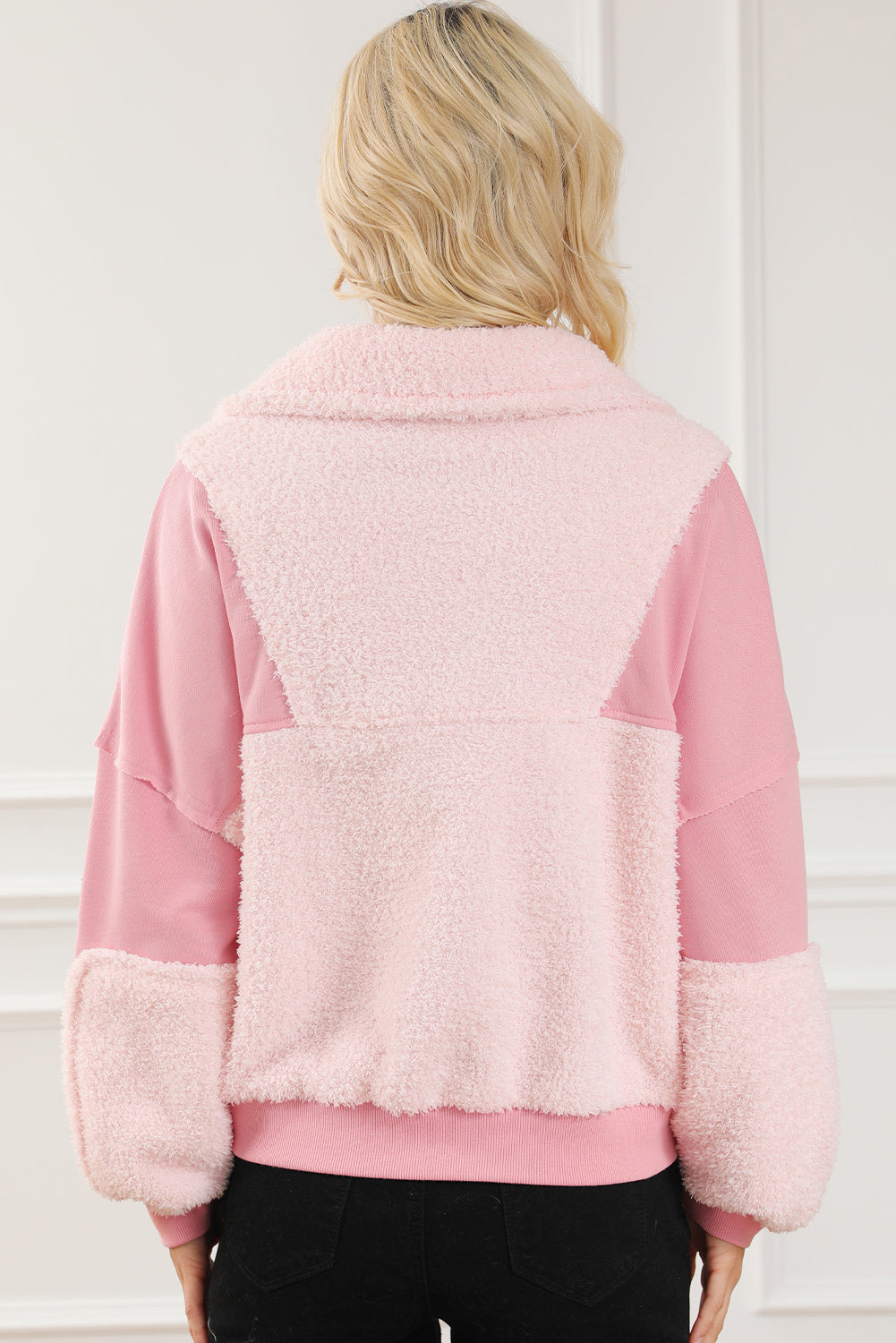 Maxct &Exposed Seam Fuzzy Patchwork Quarter Zip Sweatshirt