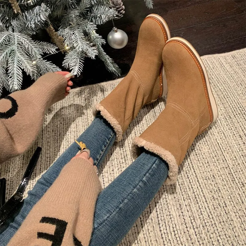 Women's Snow Boots for Cold Winter Retro Mid Calf Boots Maxct