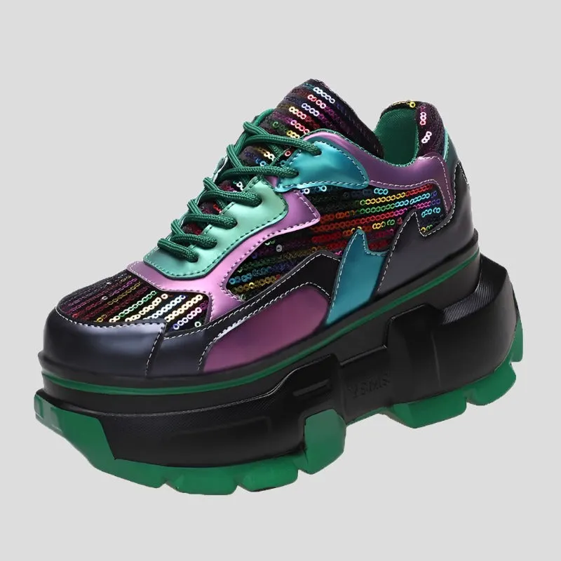 Women Chunky Sneakers - Metallic Bling Maxct