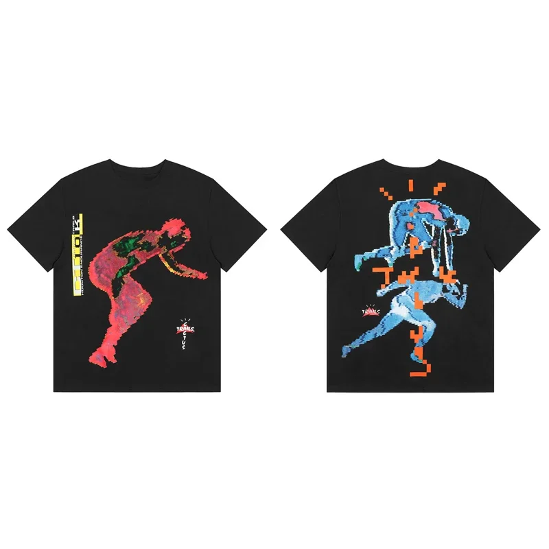 Maxct Rapper Cactus Jack T Shirt Flame Hunting Dog Letter Print Men Women Summer Oversized T-shirts Hip Hop Fashion Short Sleeve Tops