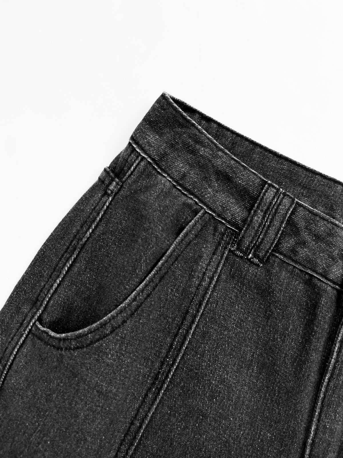Washed Mid Waist Pocket Cargo Jeans Maxct