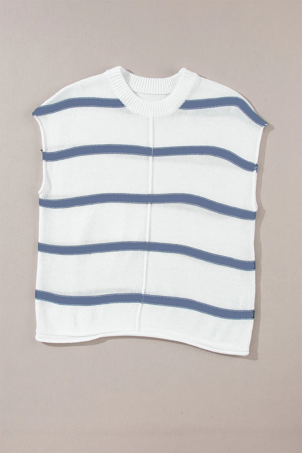 Maxct &Striped Round Neck Cap Sleeve Sweater