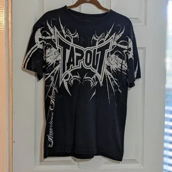 Maxct Y2K Retro American Casual Hip-hop Splicing Clothing Vintage Aesthetic Gothic Fashion Sports High Street Jersey T-shirt Man