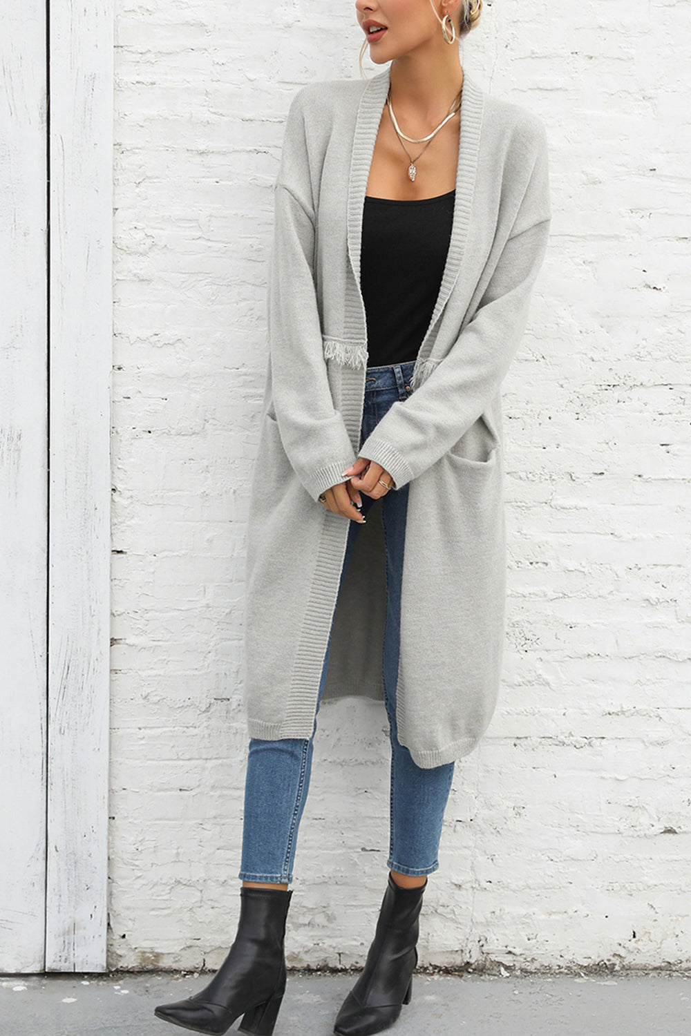 Maxct &Open Front Pocketed Cardigan