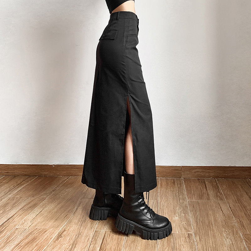 Dark Grunge Aesthetic Long Skirt Maxct