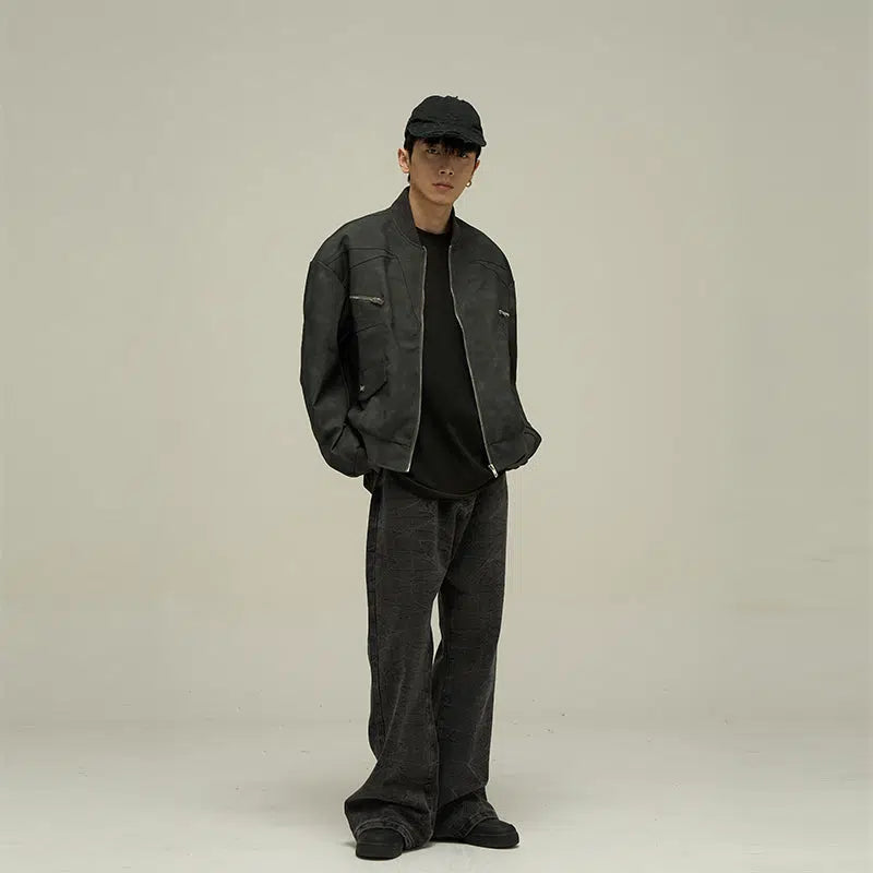 Maxct Retro Washed PU Leather Jacket