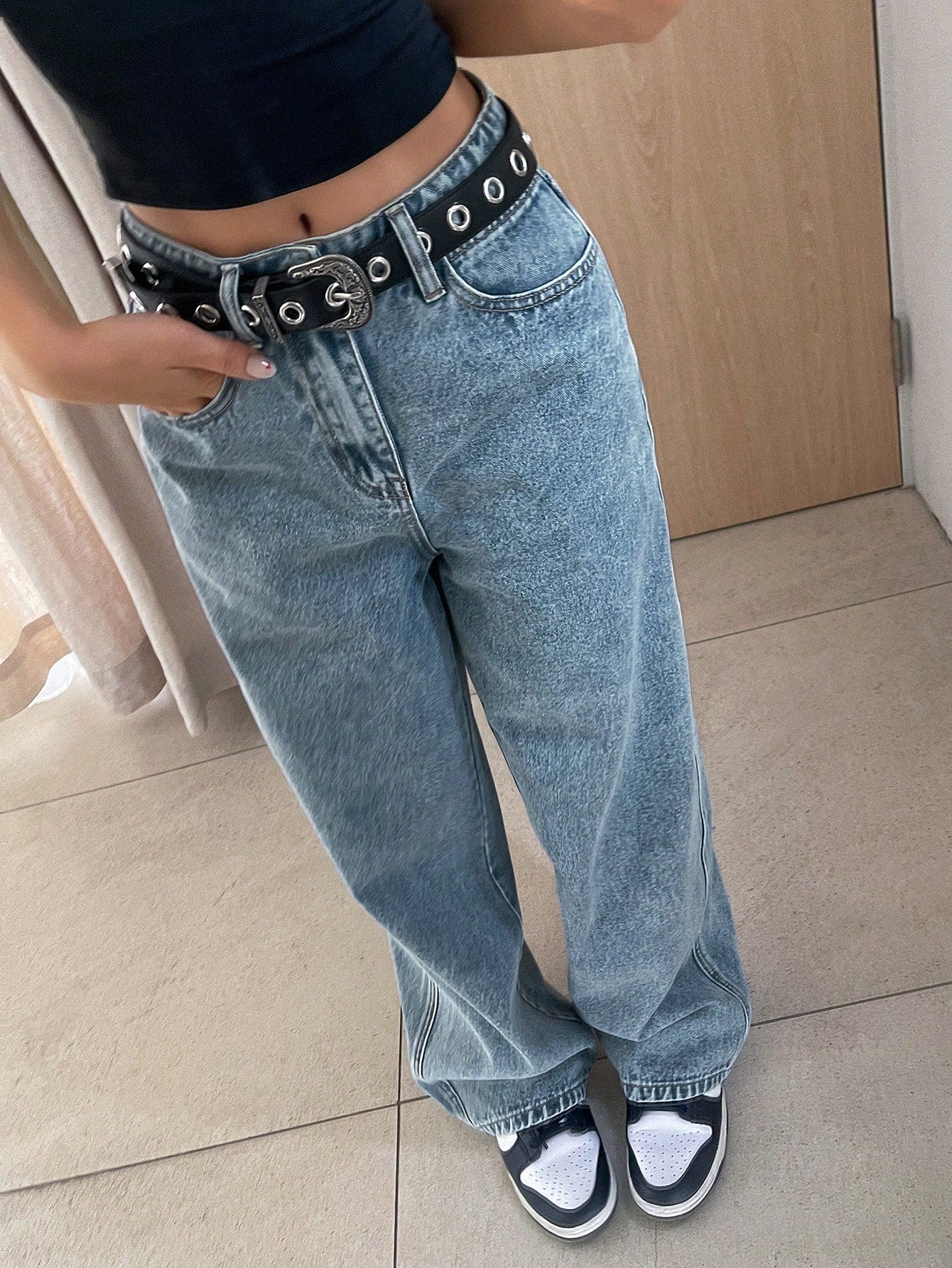 Maxct Women's Casual Loose Fit Wide Leg Denim Pants With Pockets, Ideal For Daily And Travel