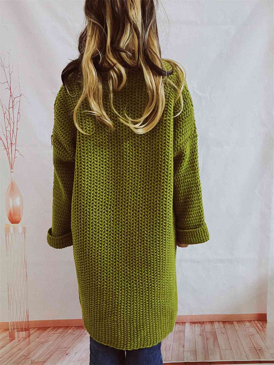 Maxct &Open Front Long Sleeve Cardigan with Pockets