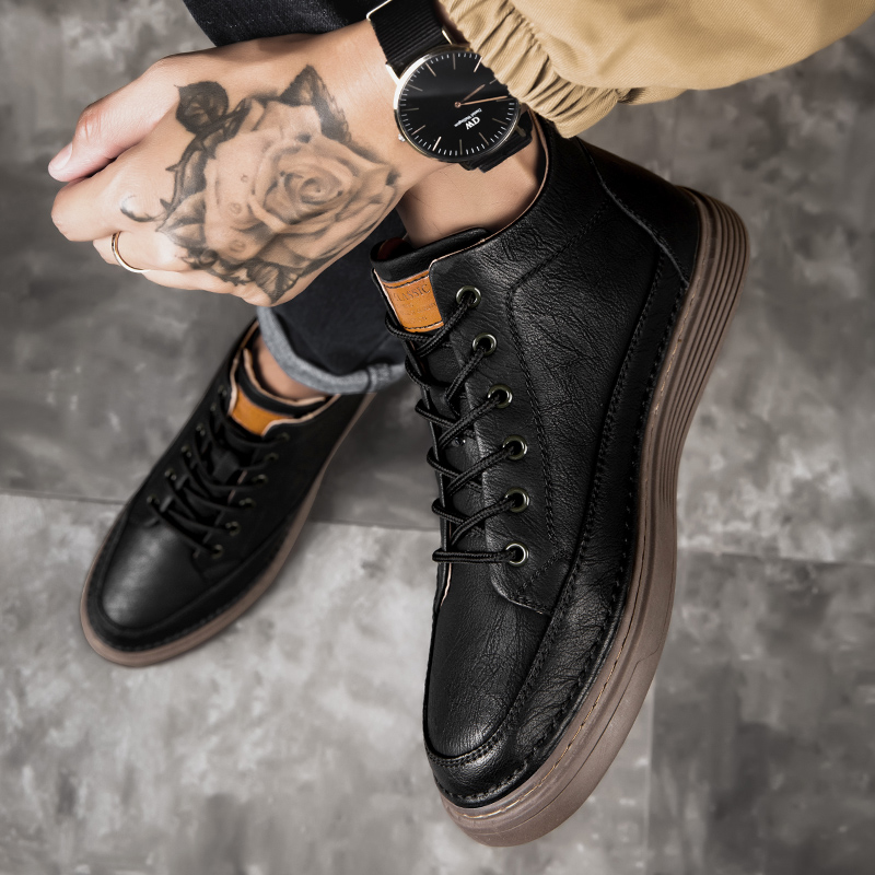 Men's Leather Motorcycle Boots - true deals club