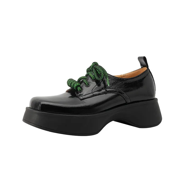 Square Toe Lace Up Chunky Derby Shoes Maxct