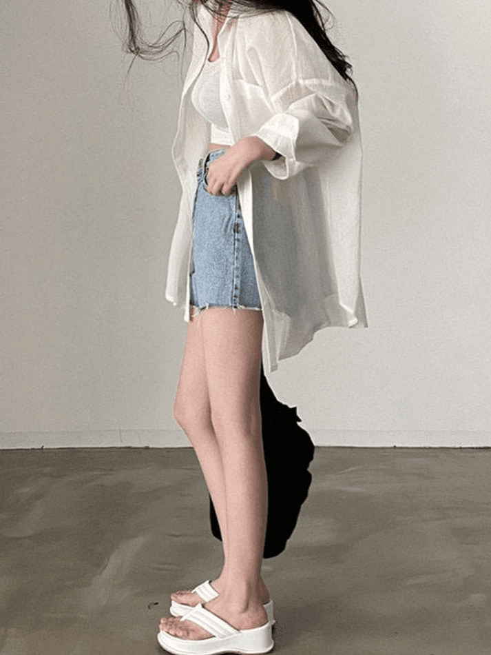 Maxct Lightweight Sheer Long Sleeve Blouse