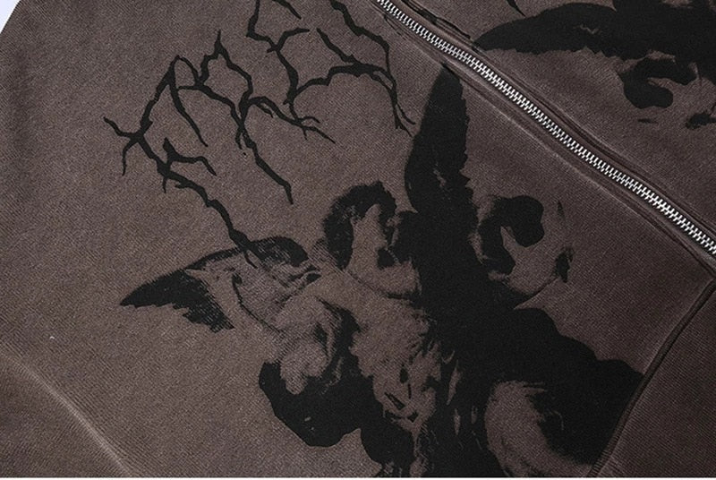 Fairy Grunge Zipper Hoodie for Men Maxct