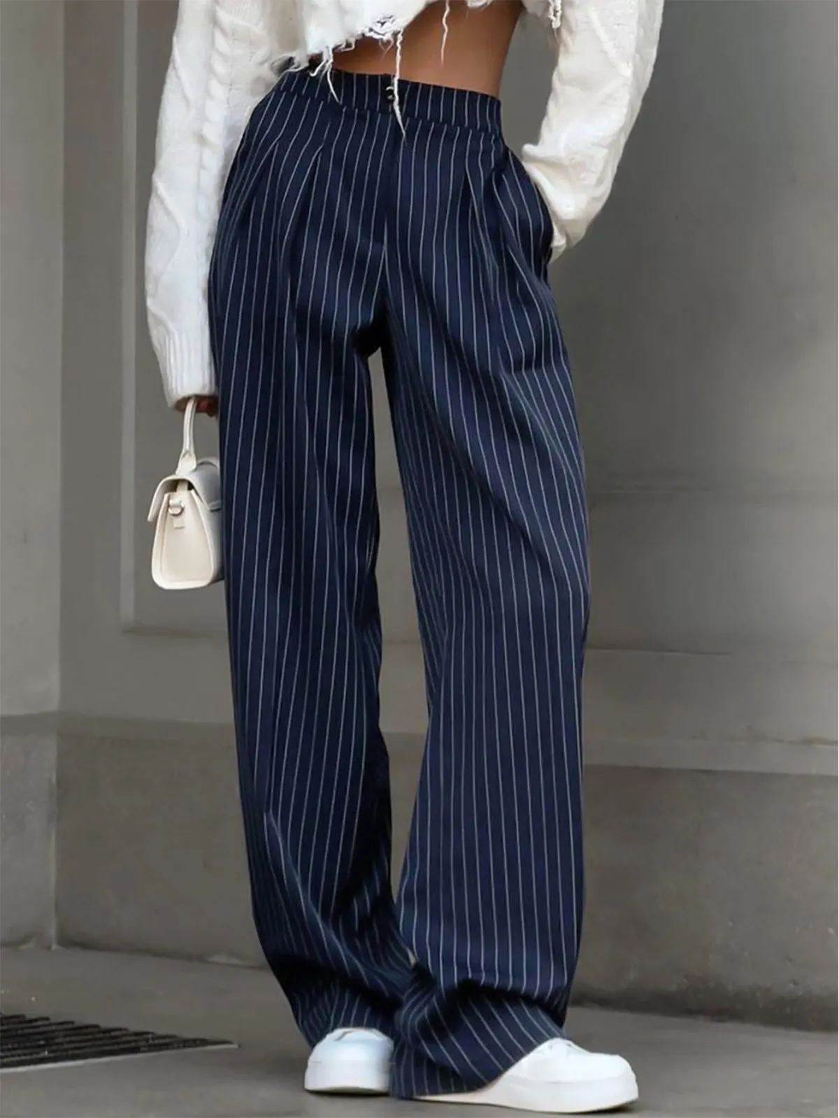 Maxct Pinstripe Pleated Wide Leg Dress Pants