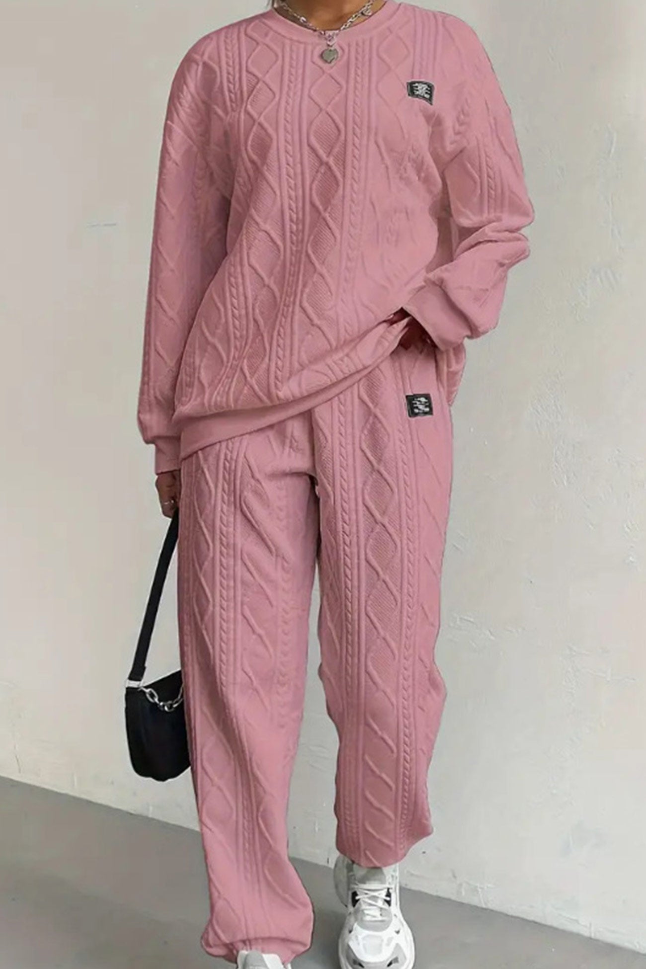Maxct Cable Knit Crew Neck Sweatshirt Set