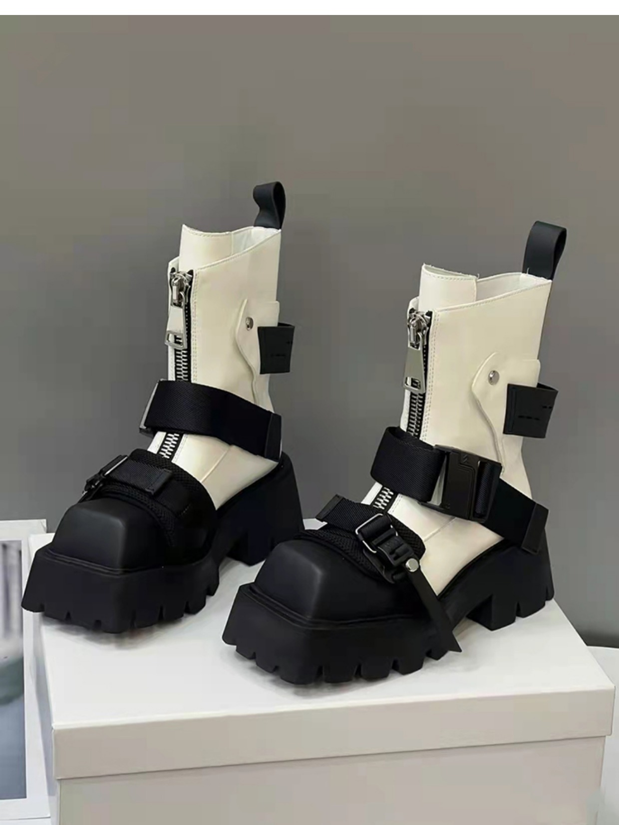 Belt Buckle Zipper Fashion Boots - true deals club
