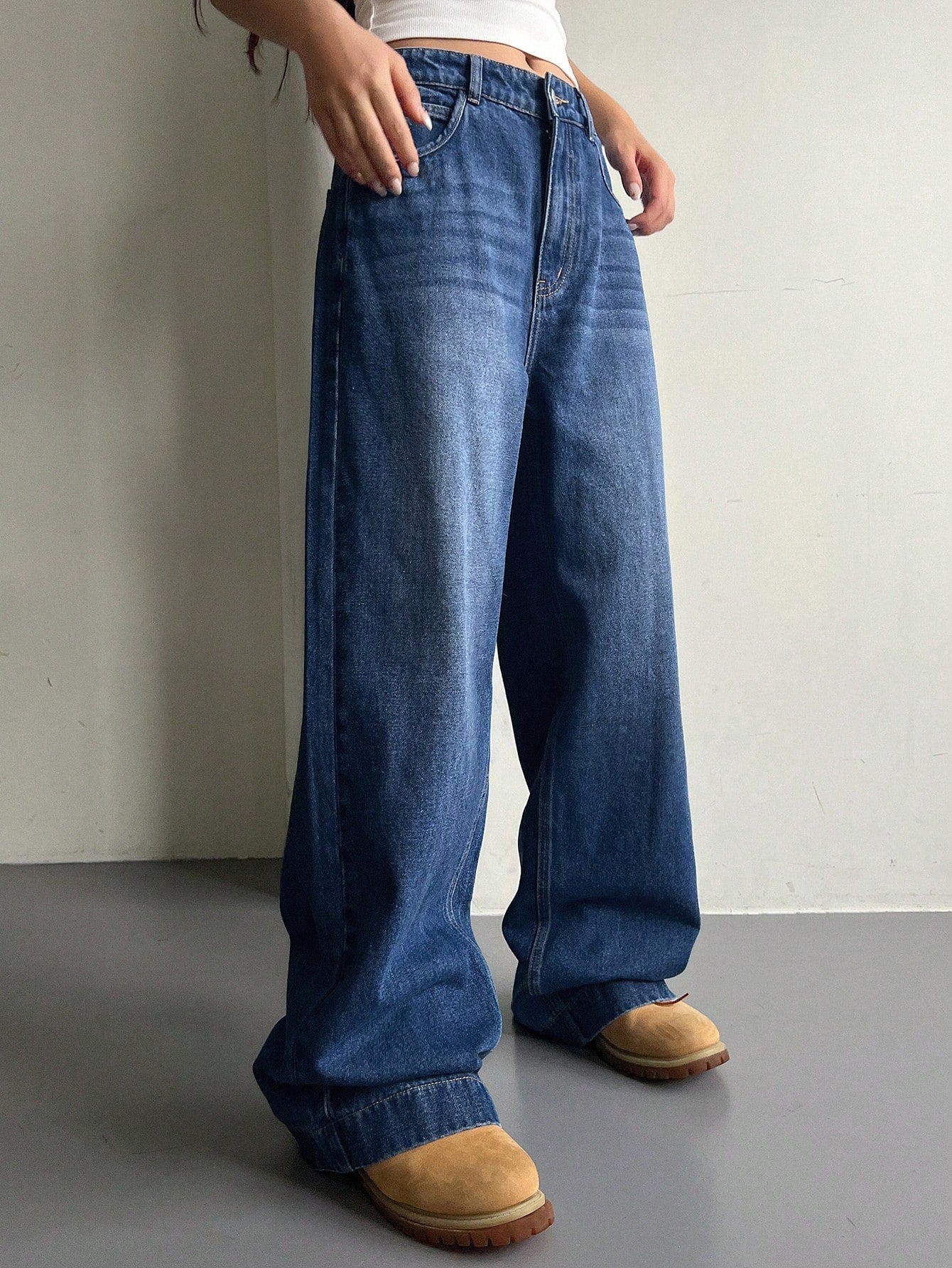 Maxct Women's Casual Wide Leg Denim Pants For Daily Wear Or Travel, With Pockets