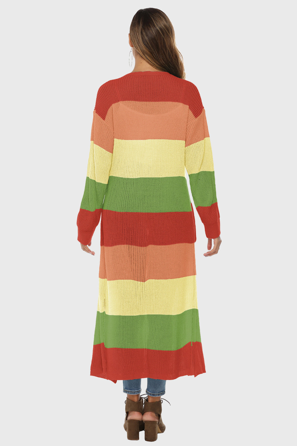 Maxct &Color Block Long Sleeve Pocketed Cardigan