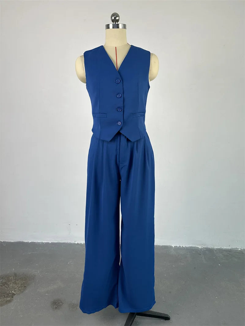 Maxct-Sleeveless Vest Top Long Pants Two-Piece Set