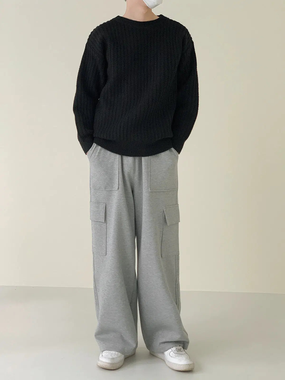 Maxct Solid Color Crew Neck Sweater
