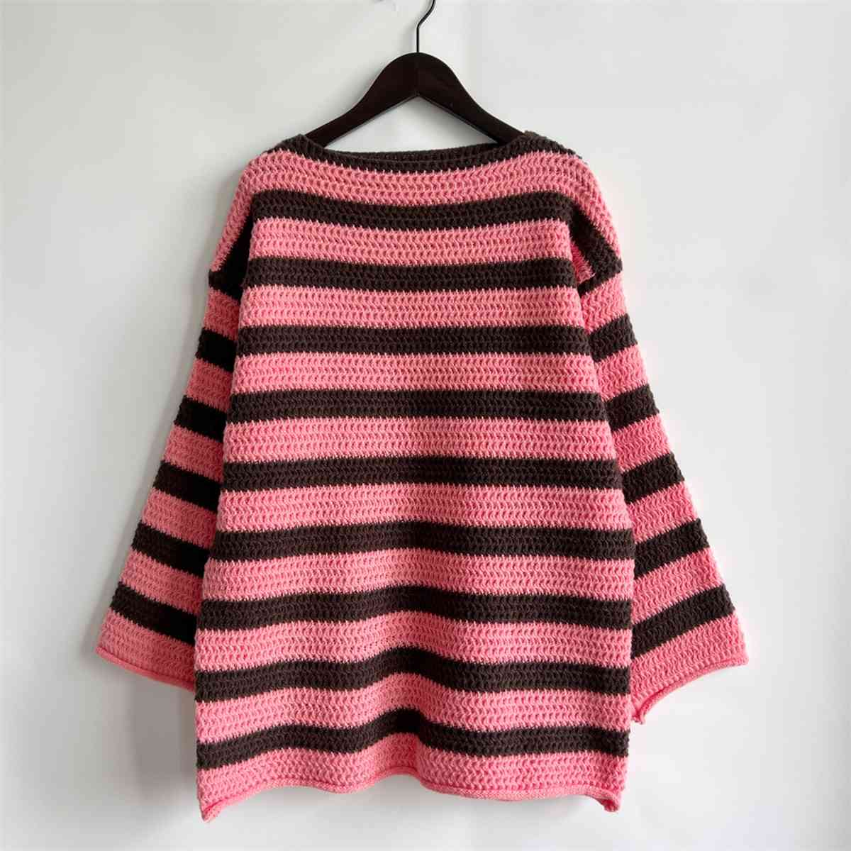 Maxct &Striped Round Neck Long Sleeve Sweater