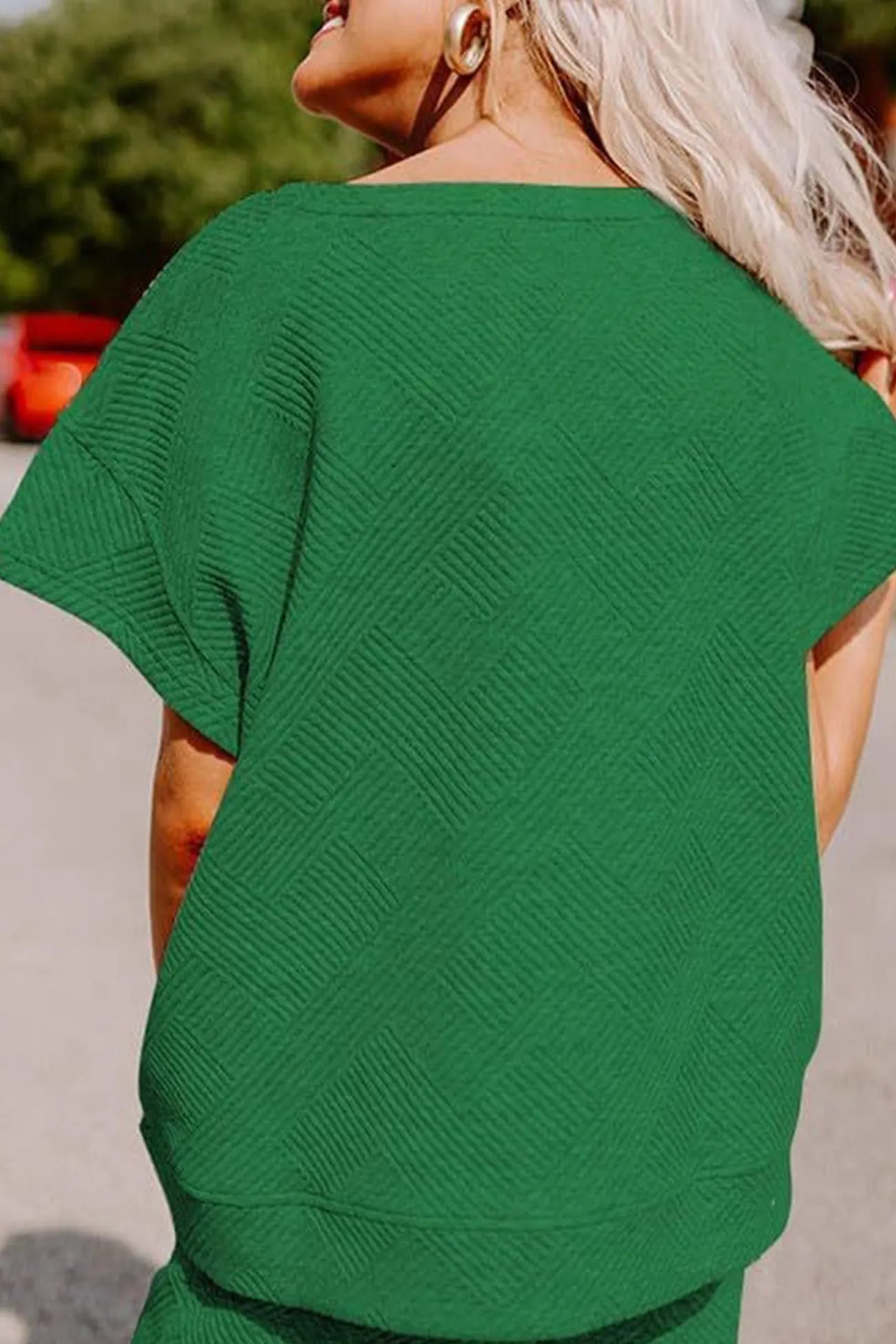 Maxct Solid Textured T-shirt Long Pants Set