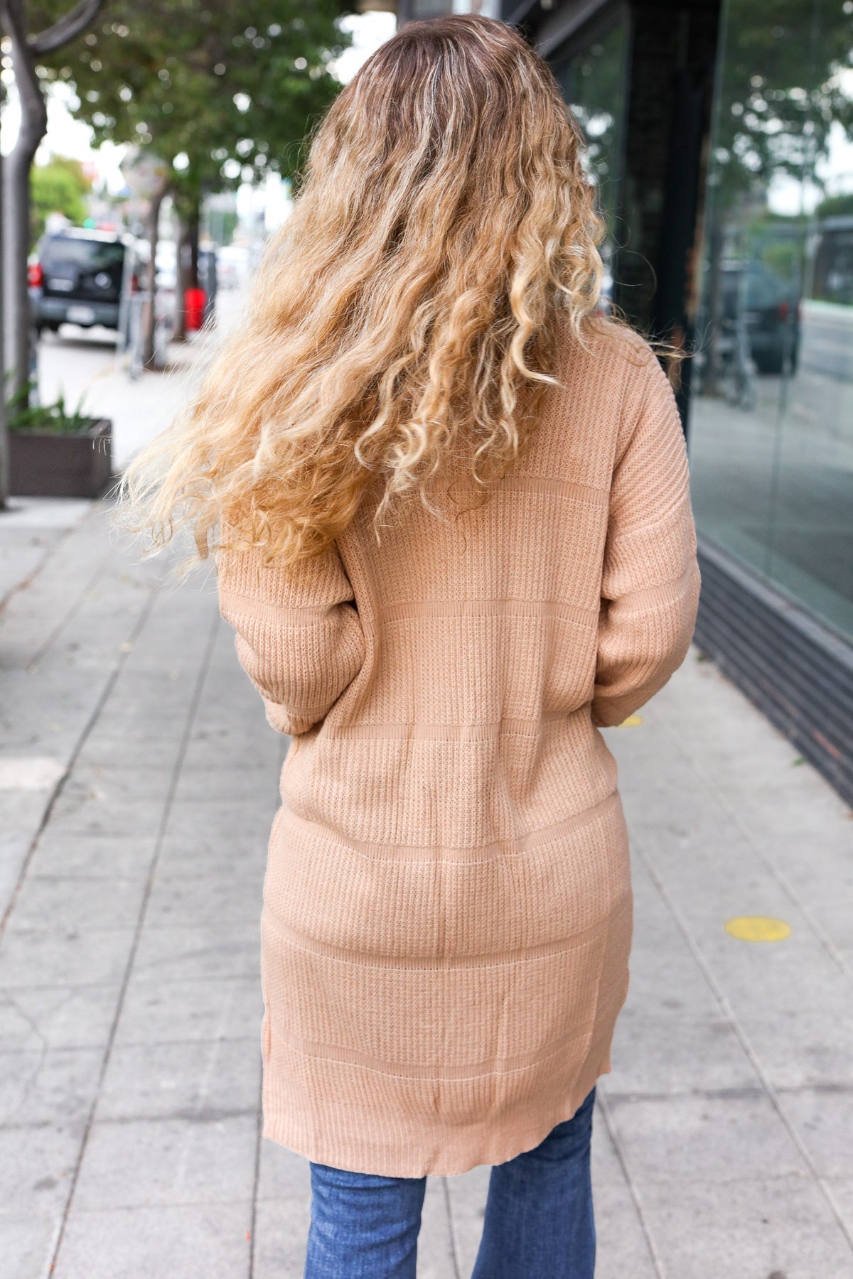 Maxct &You Got This Oatmeal Striped Knit Open Cardigan