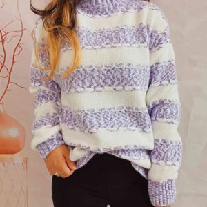 Maxct &Striped Turtleneck Long Sleeve Sweater