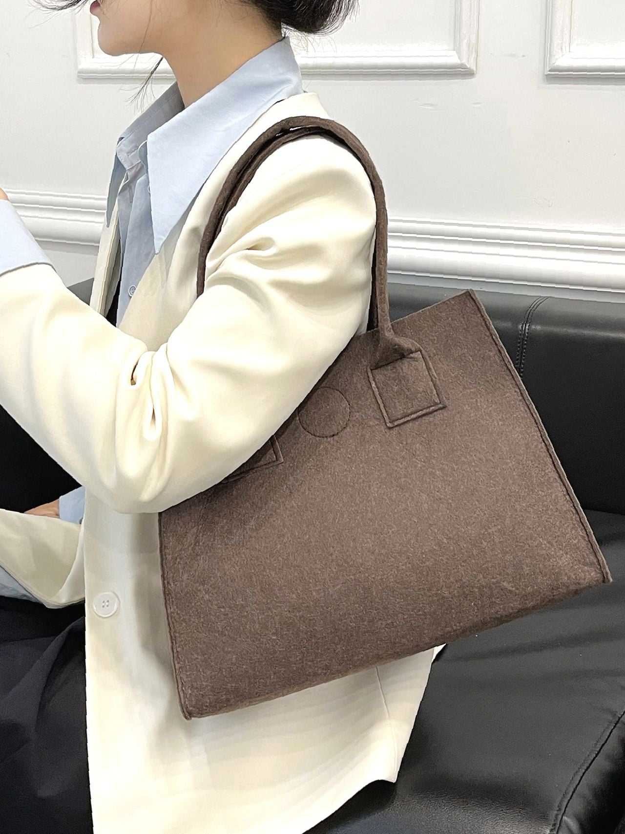 Maxct - Felt Vintage Design Top Handle Bag  - Women Tote Bags