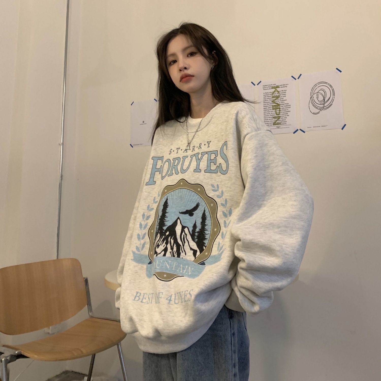 Maxct Vintage Mountains Graphic Oversized Sweatshirt