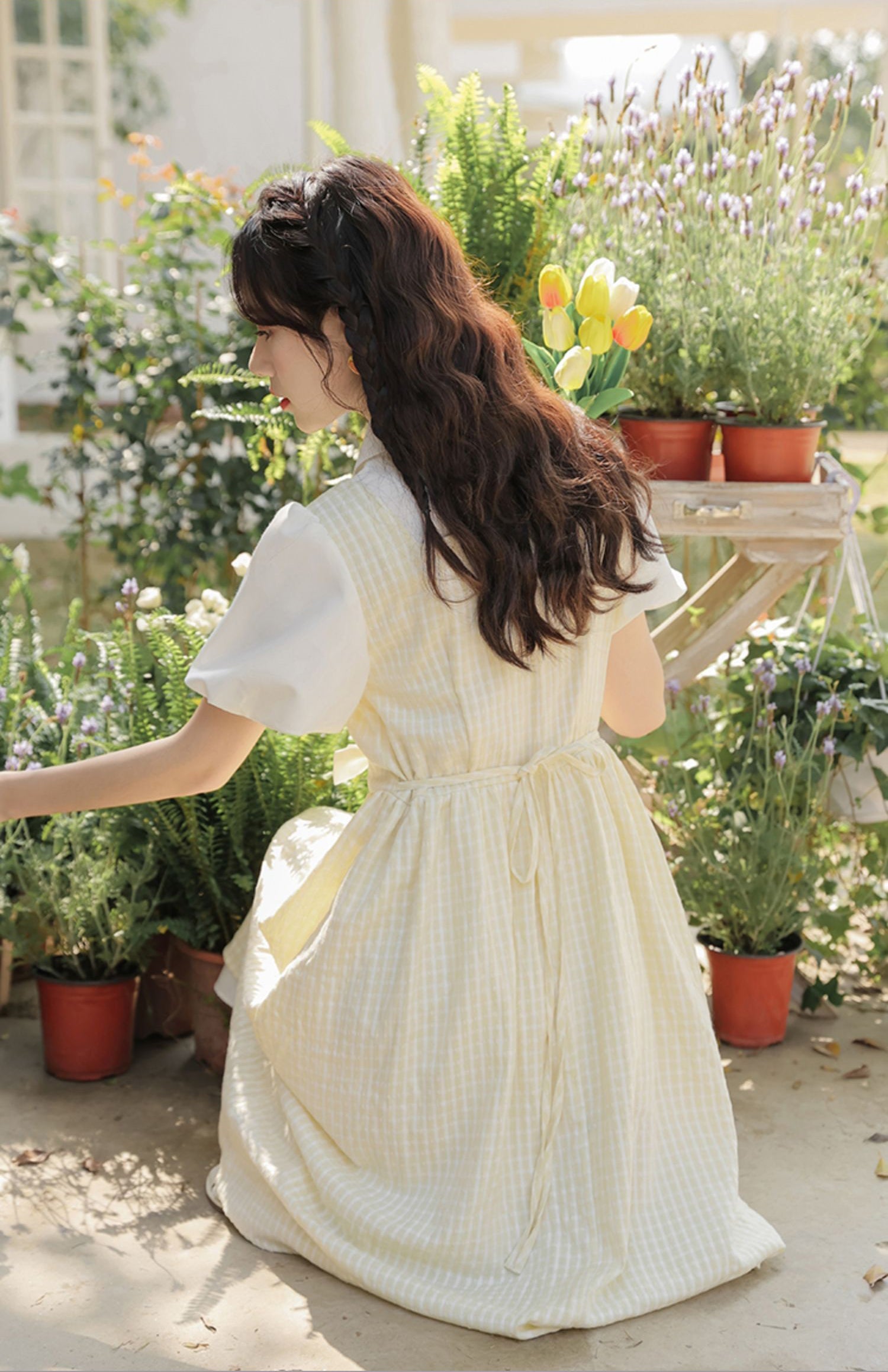 Gingham Bows Twofer Dress Maxct