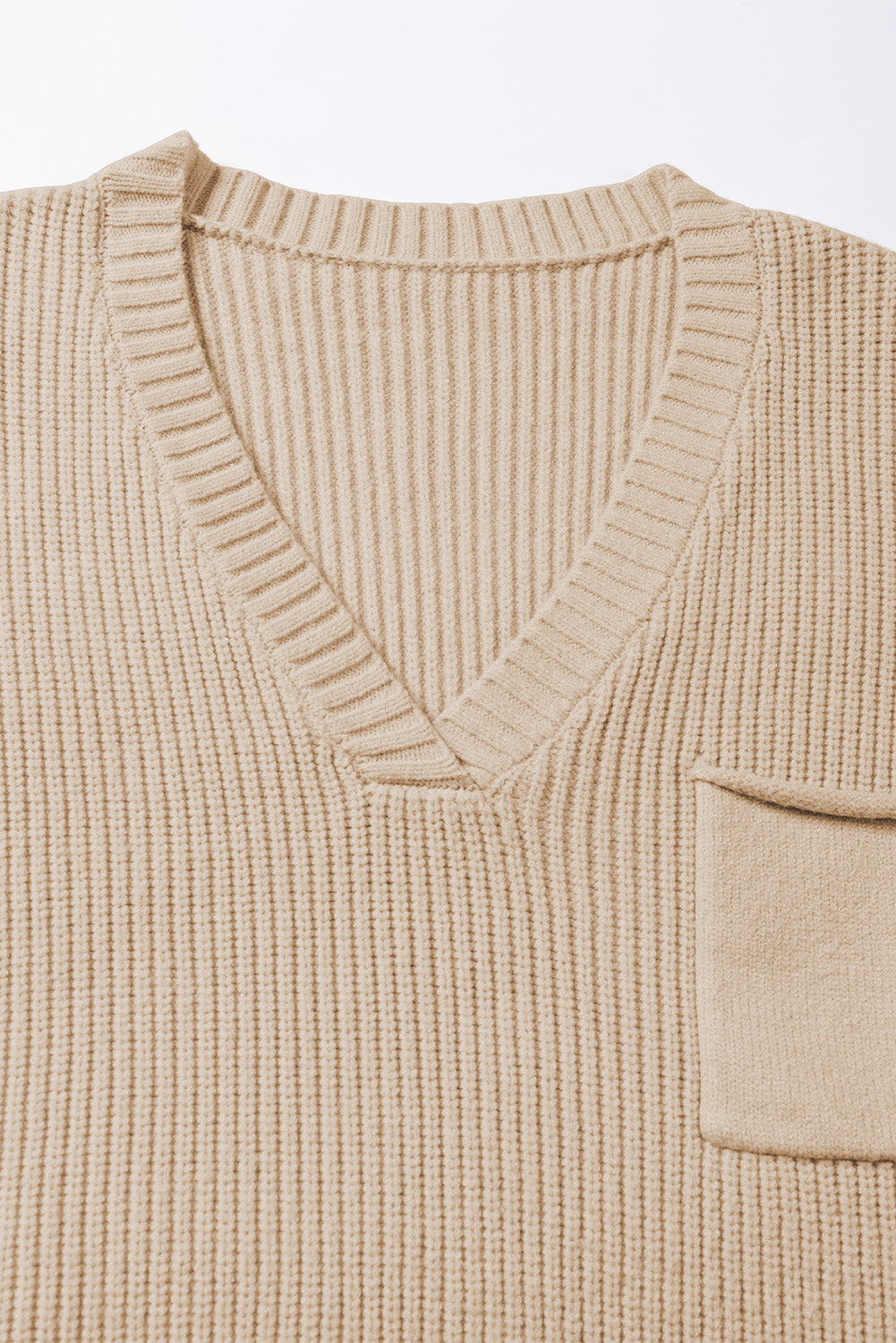 Maxct &Pocketed V-Neck Cap Sleeve Sweater
