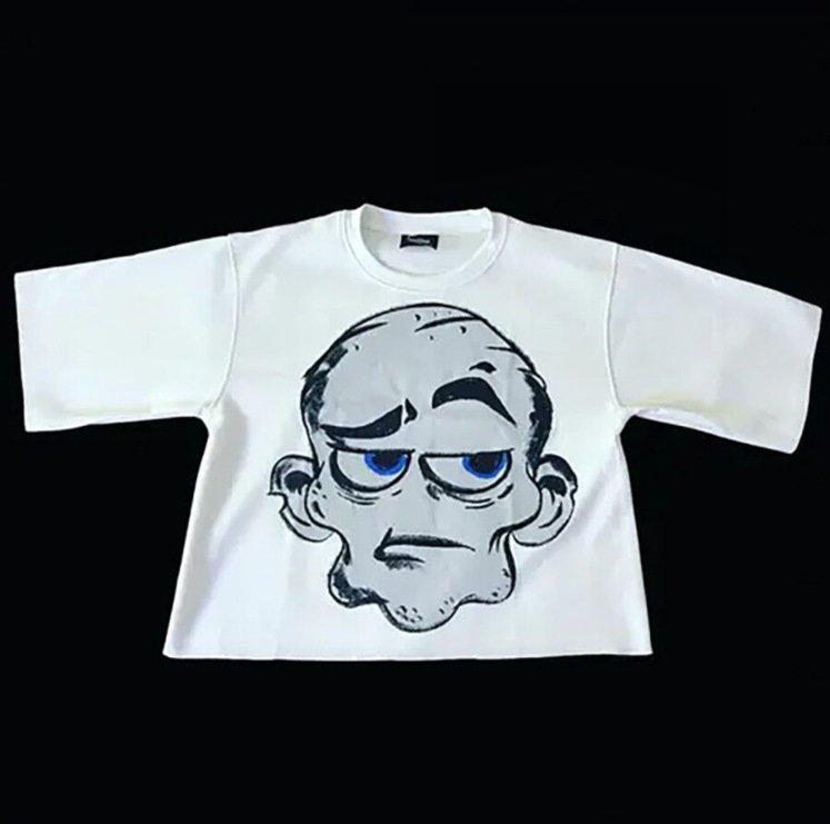 Maxct High Street Retro Cartoon Short-Sleeved Shirt Men's Y2K American Loose Casual Gothic Punk Oversized T-shirt Men's