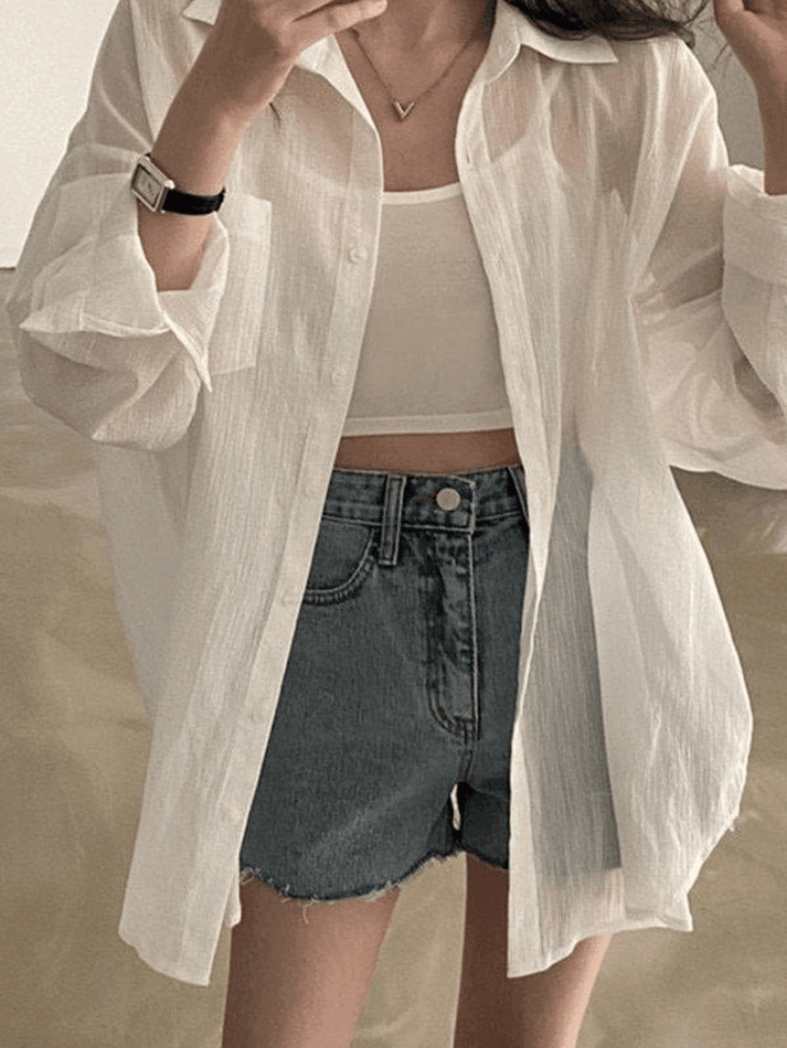 Maxct Lightweight Sheer Long Sleeve Blouse