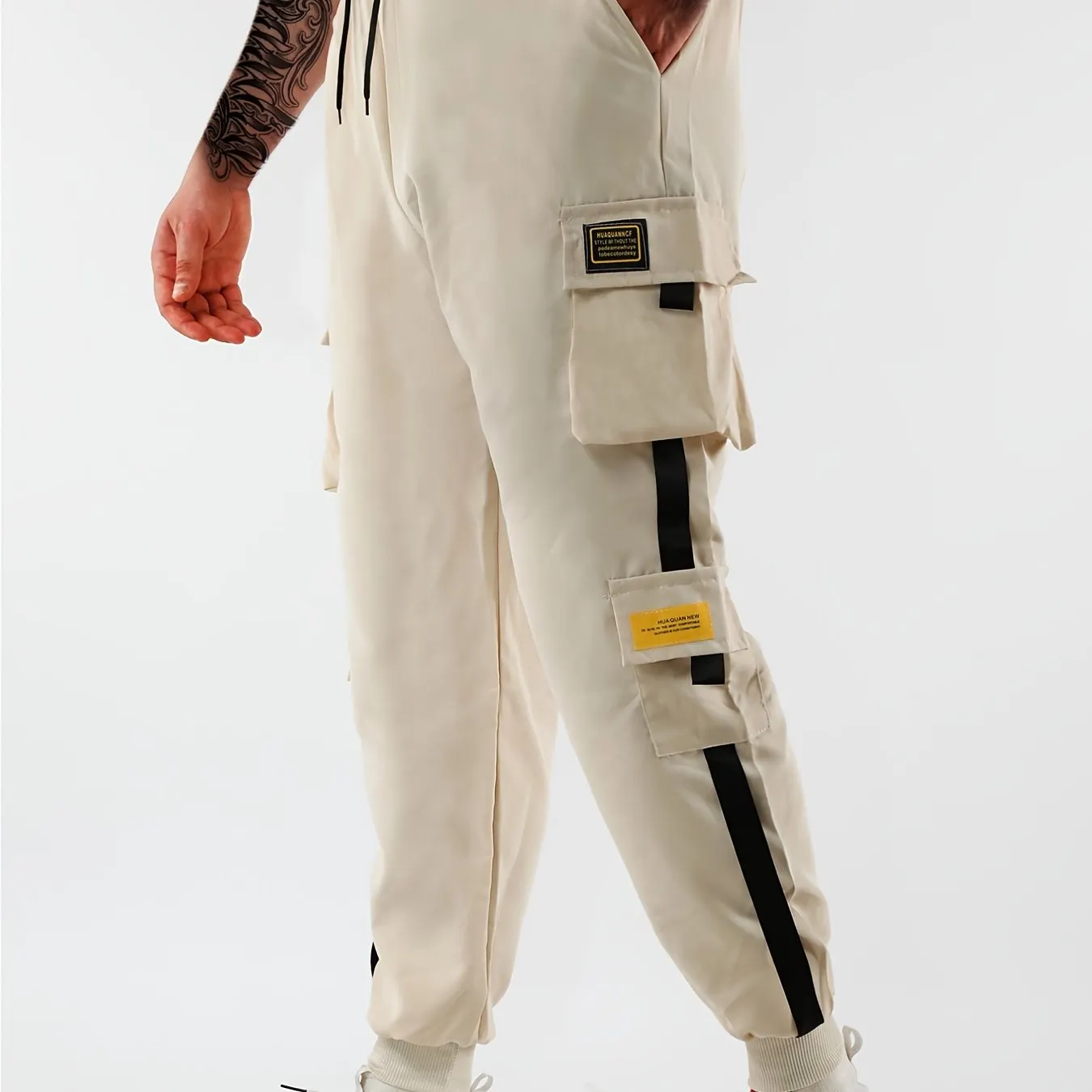 Maxct Classic Design Multi Flap Pockets Cargo Pants, Men's Casual Techwear Drawstring Cargo Pants Hip Hop Joggers For Autumn Summer Outdoor