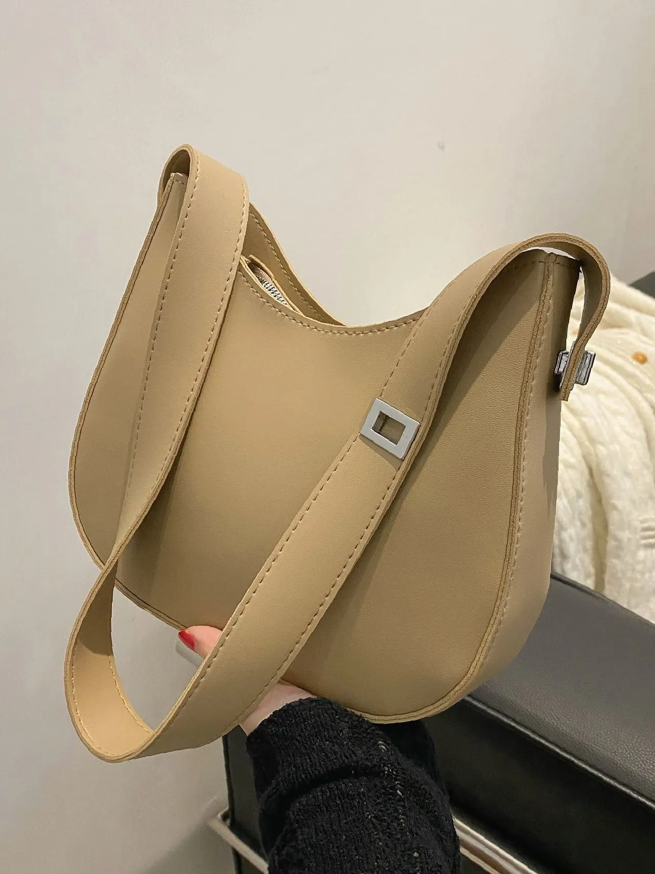 Bag For Love - Minimalist Metal Decor Baguette Bag  - Women Maxct Bags