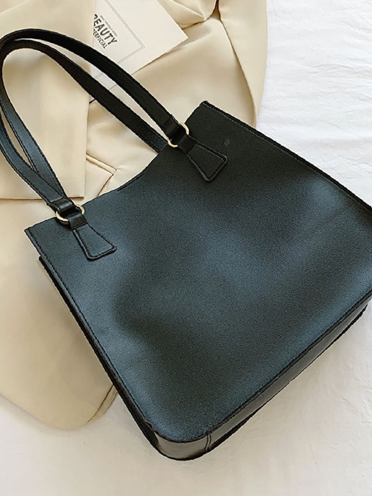 Maxct - Letter Graphic Shoulder Tote Bag with Inner Pouch  - Women Tote Bags