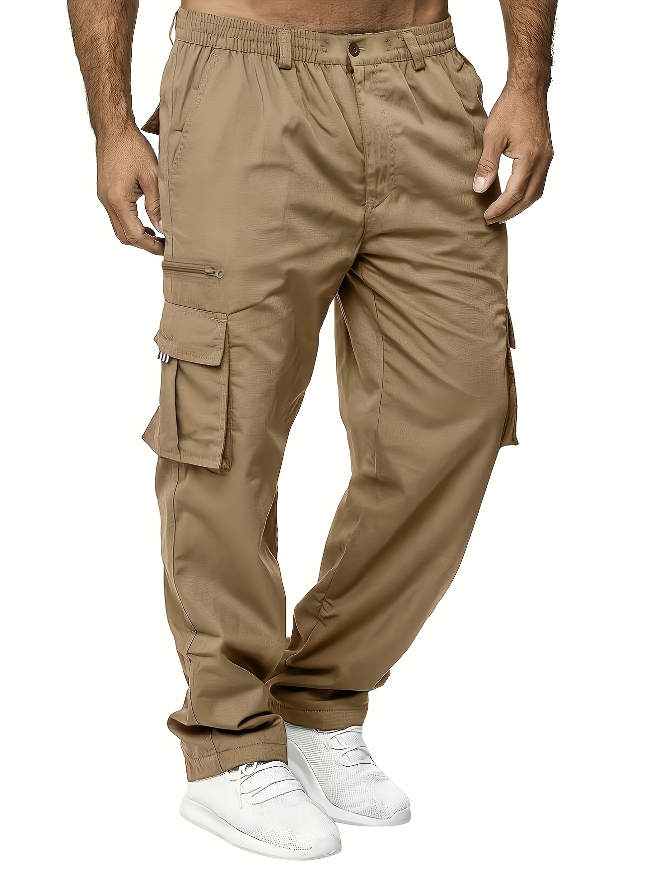 Men's Cargo Pants Casual Loose Fit Straight Leg Pants With Flap Pockets