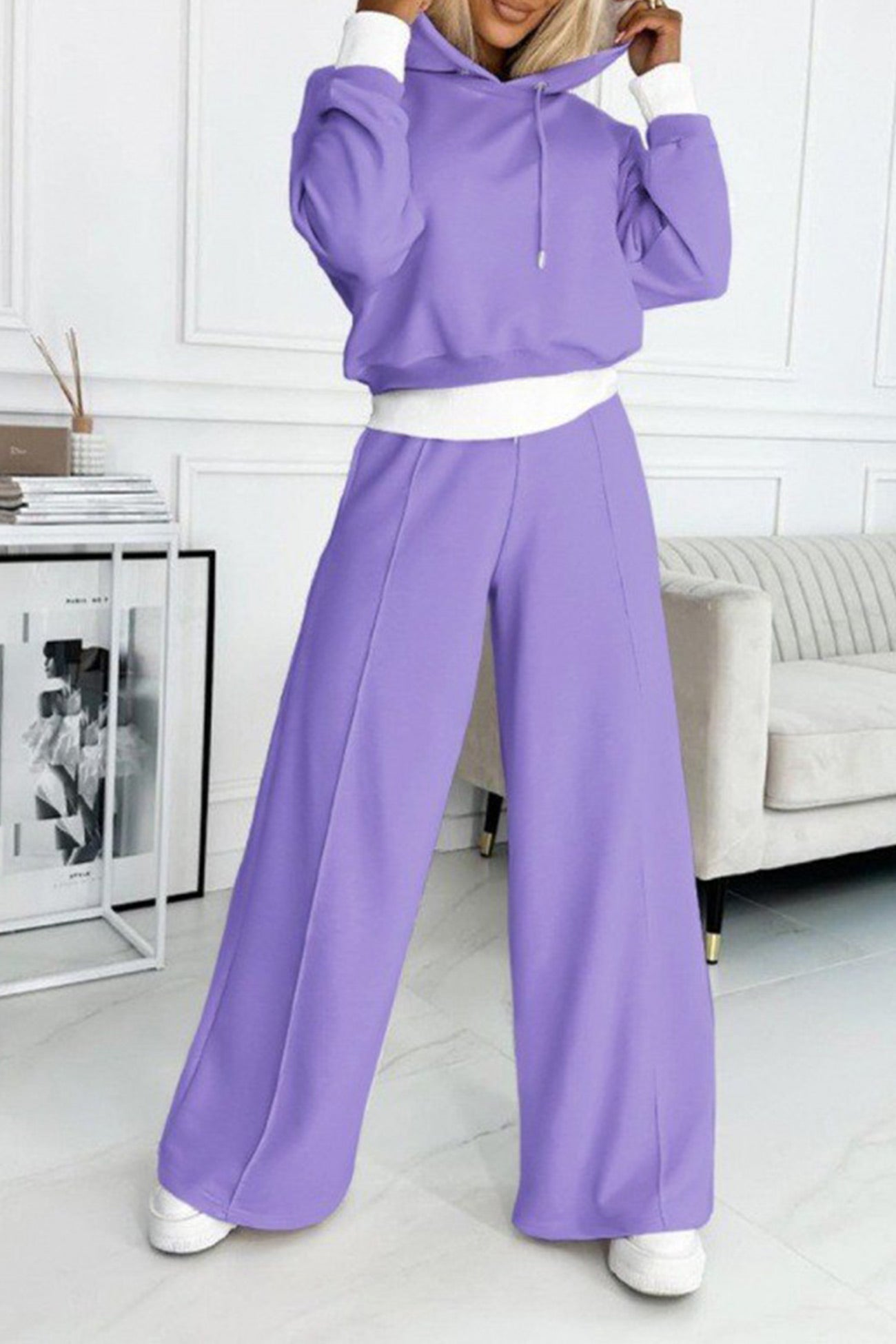 Maxct Color Splicing Hoodie Long Pants Set