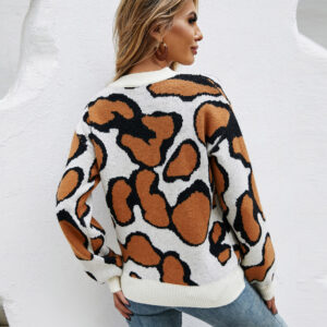 Printed Round Neck Long Sleeve Sweater