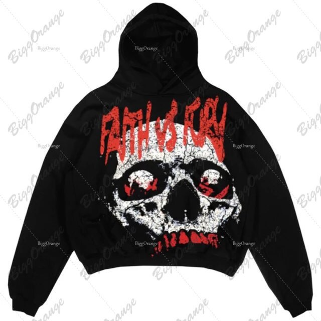 Maxct E-Commerce Black High Street Gothic Matta Mummy Sweater Street Casual Y2k Hoodie